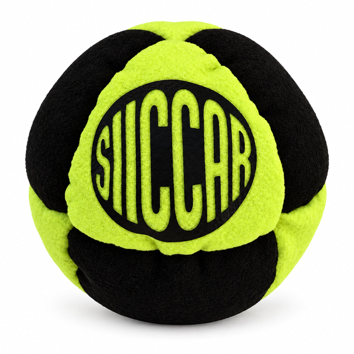 SIICCAR Hand-Sewn Footbag | 8 Panel Sand Filled |-Neon green + black